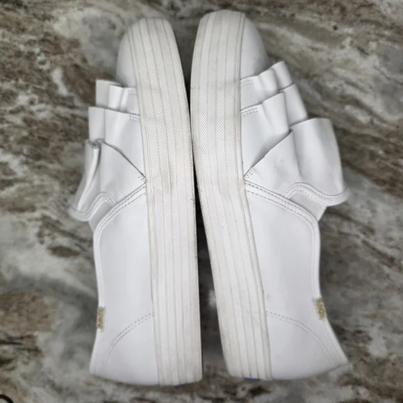 Keds Women s Triple Ruffle Leather Slip-on White Platform Sneaker Women's Sz 10 - Picture 6 of 10